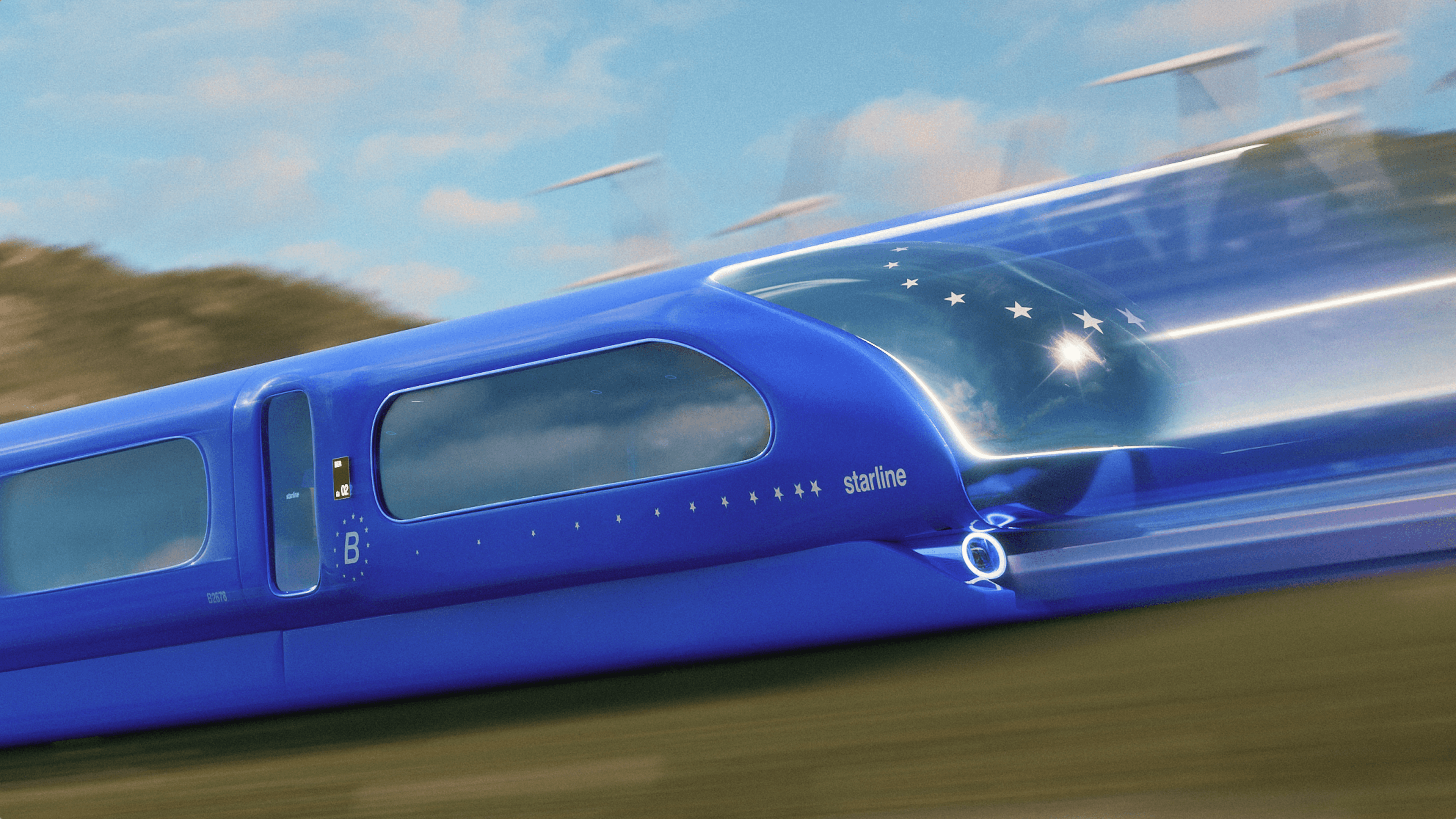 blurred render of the starline train