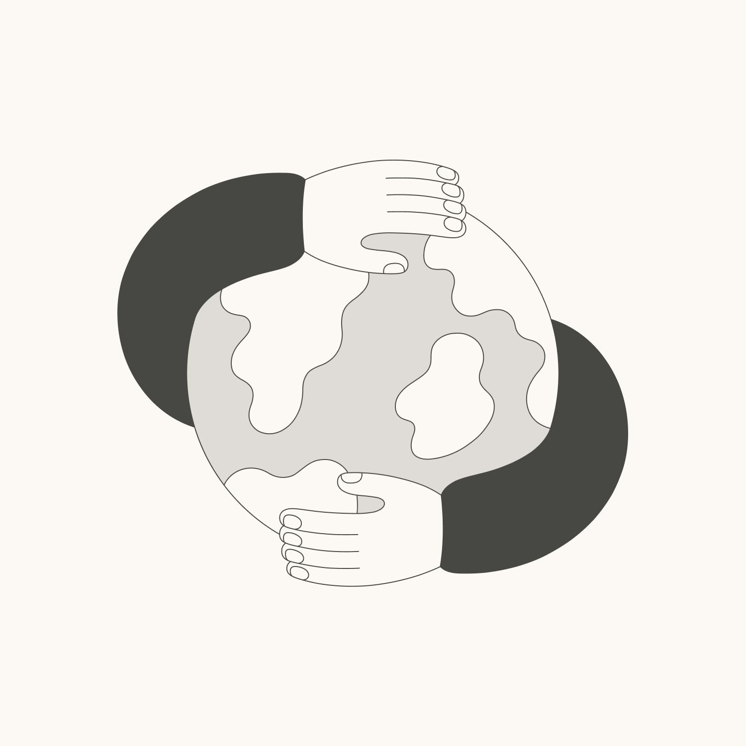 Illustration of a globe with two arms wrapped around it