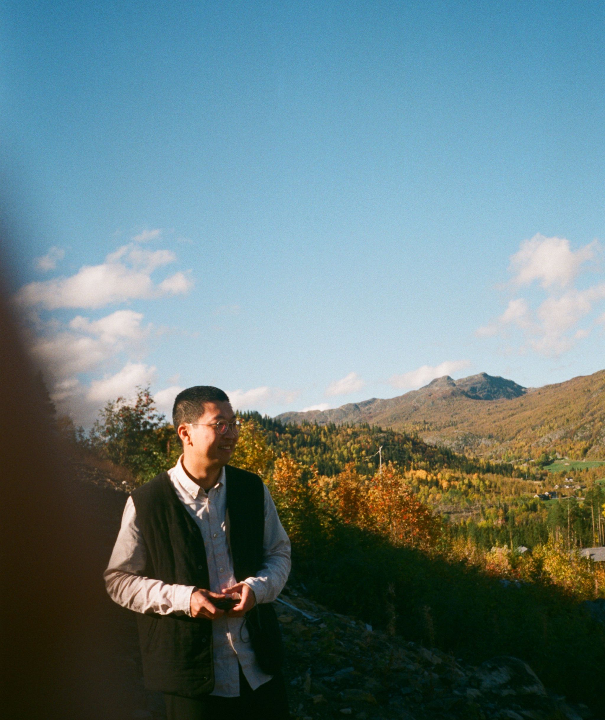 Man smiling in mountains