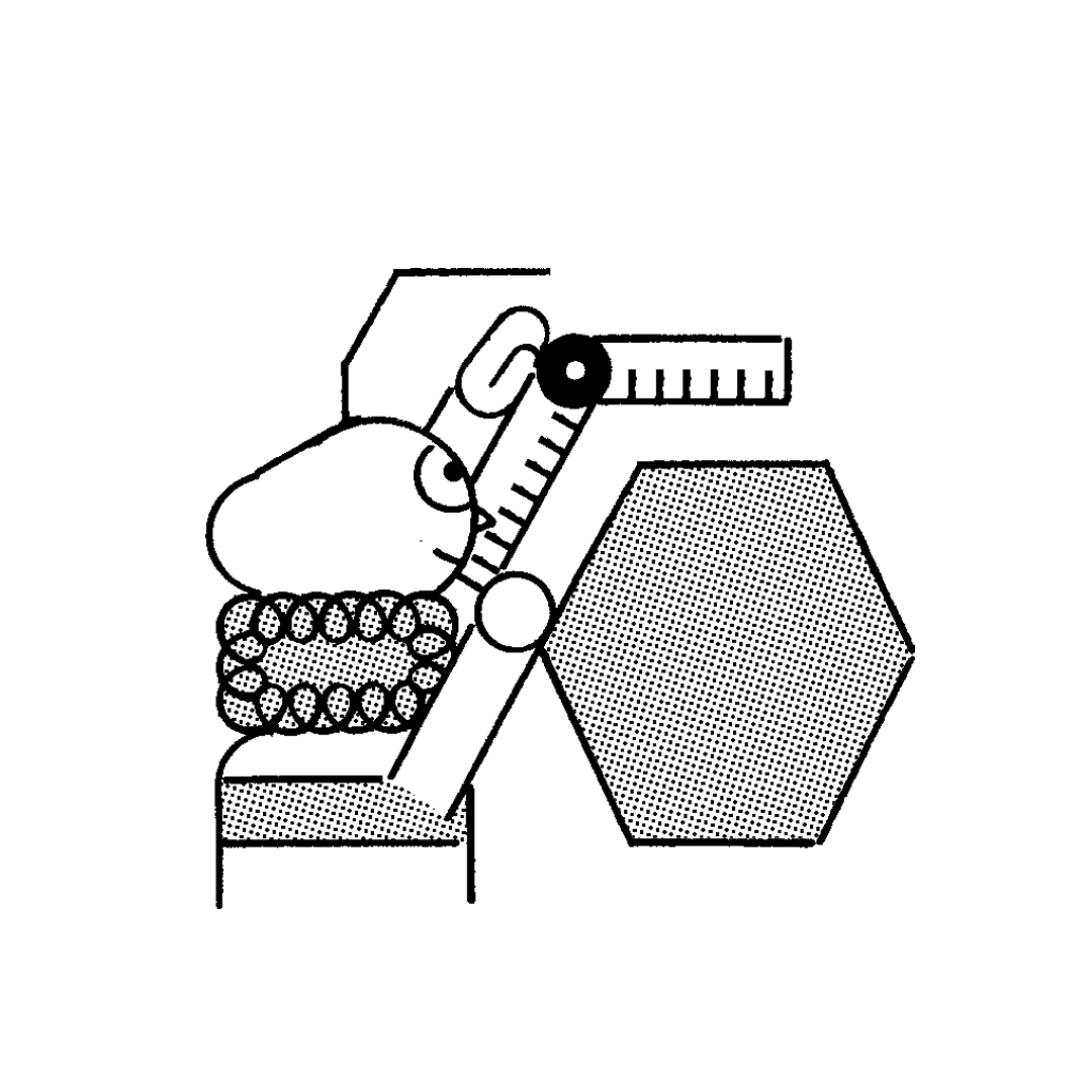 Illustration of a bee inspecting a hexagon