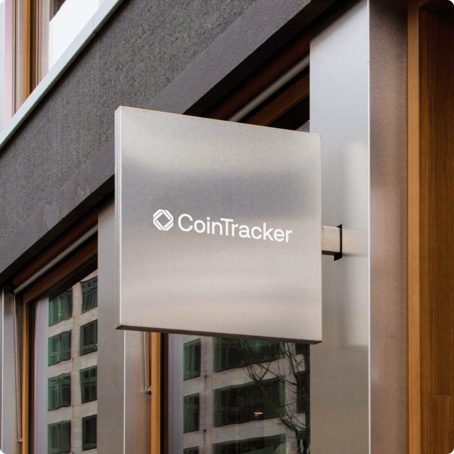 mock up of Cointracker logo on aluminium sign 