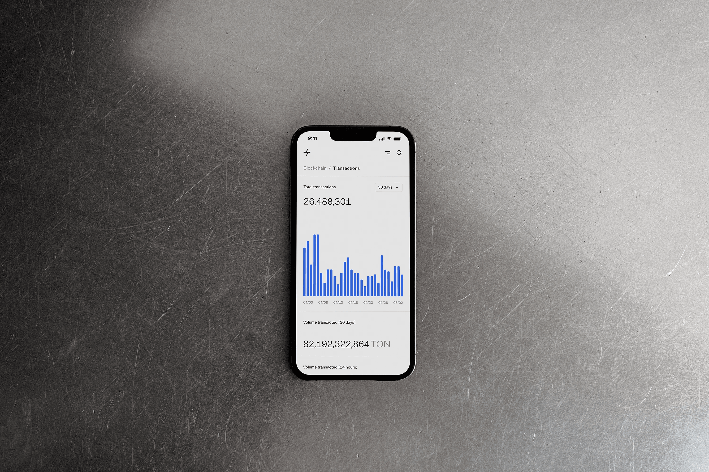Photo of the Tonscan explorer as seen on a mobile phone, on an aluminium background.