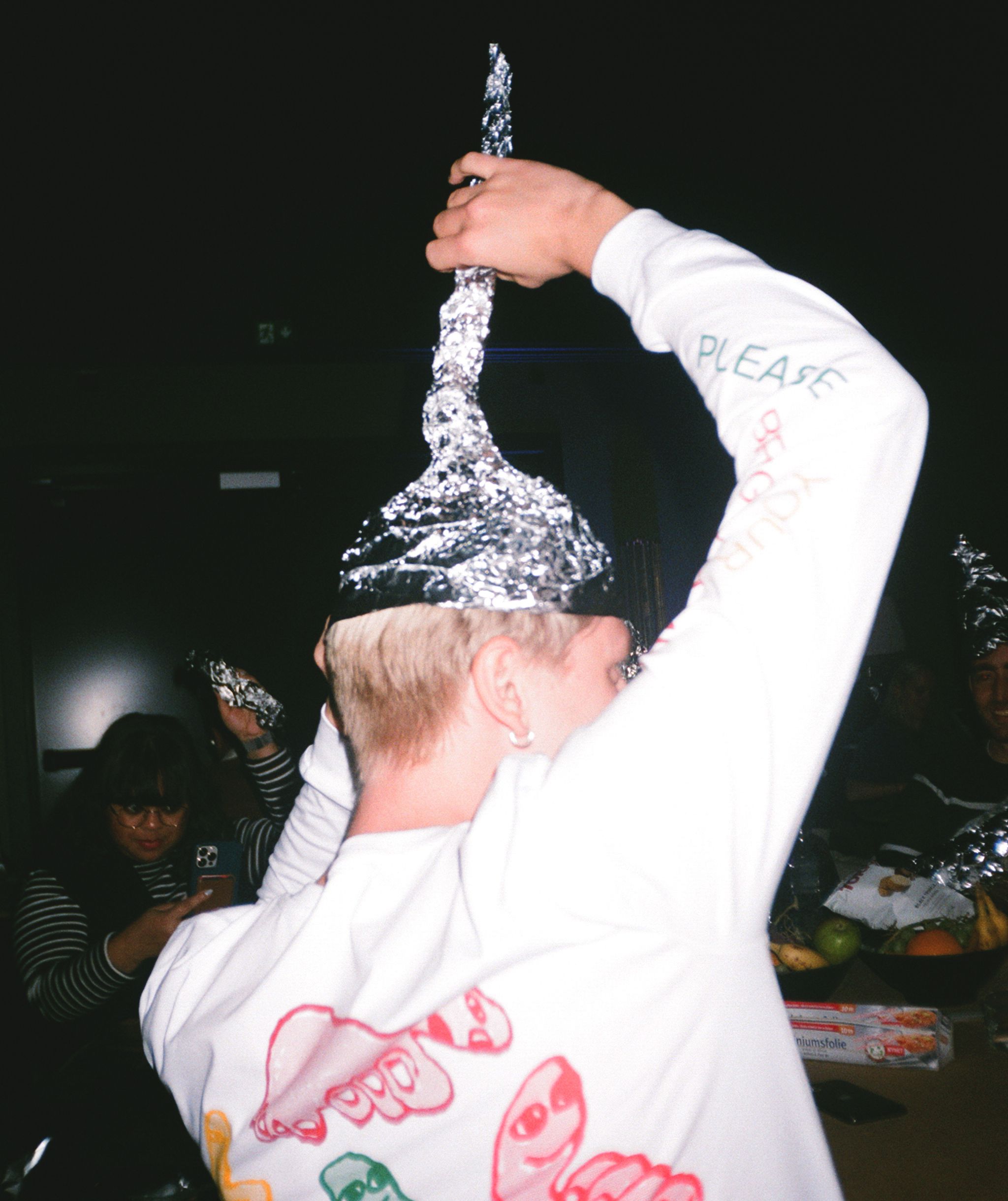 Man wearing a tinfoil hat