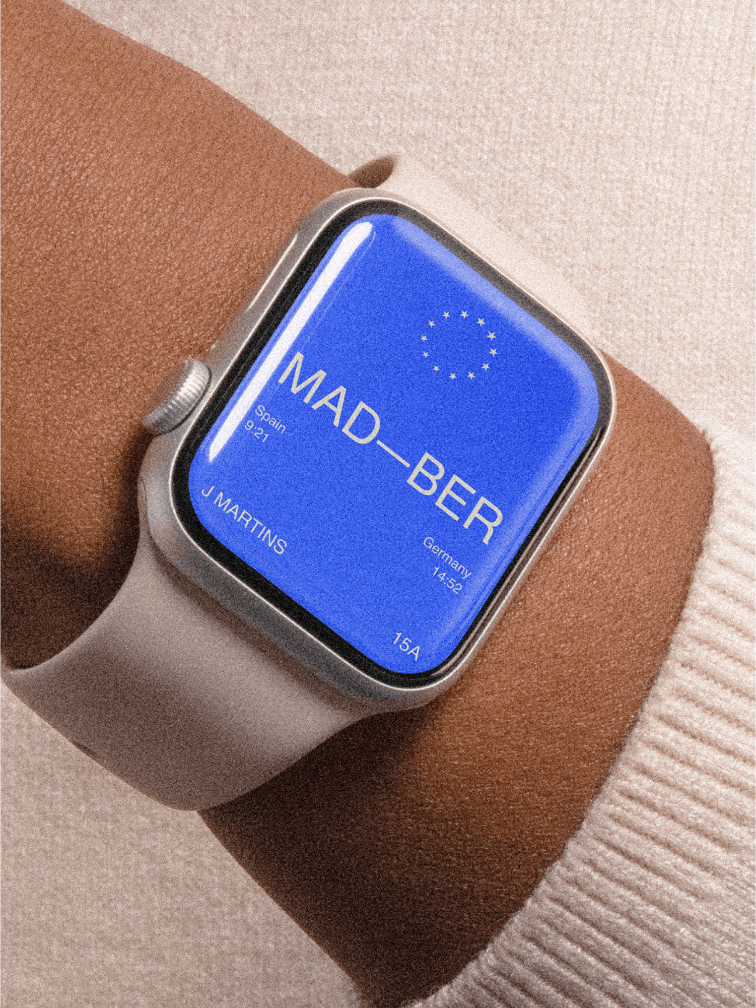 Mock up of ticket displayed on smart watch