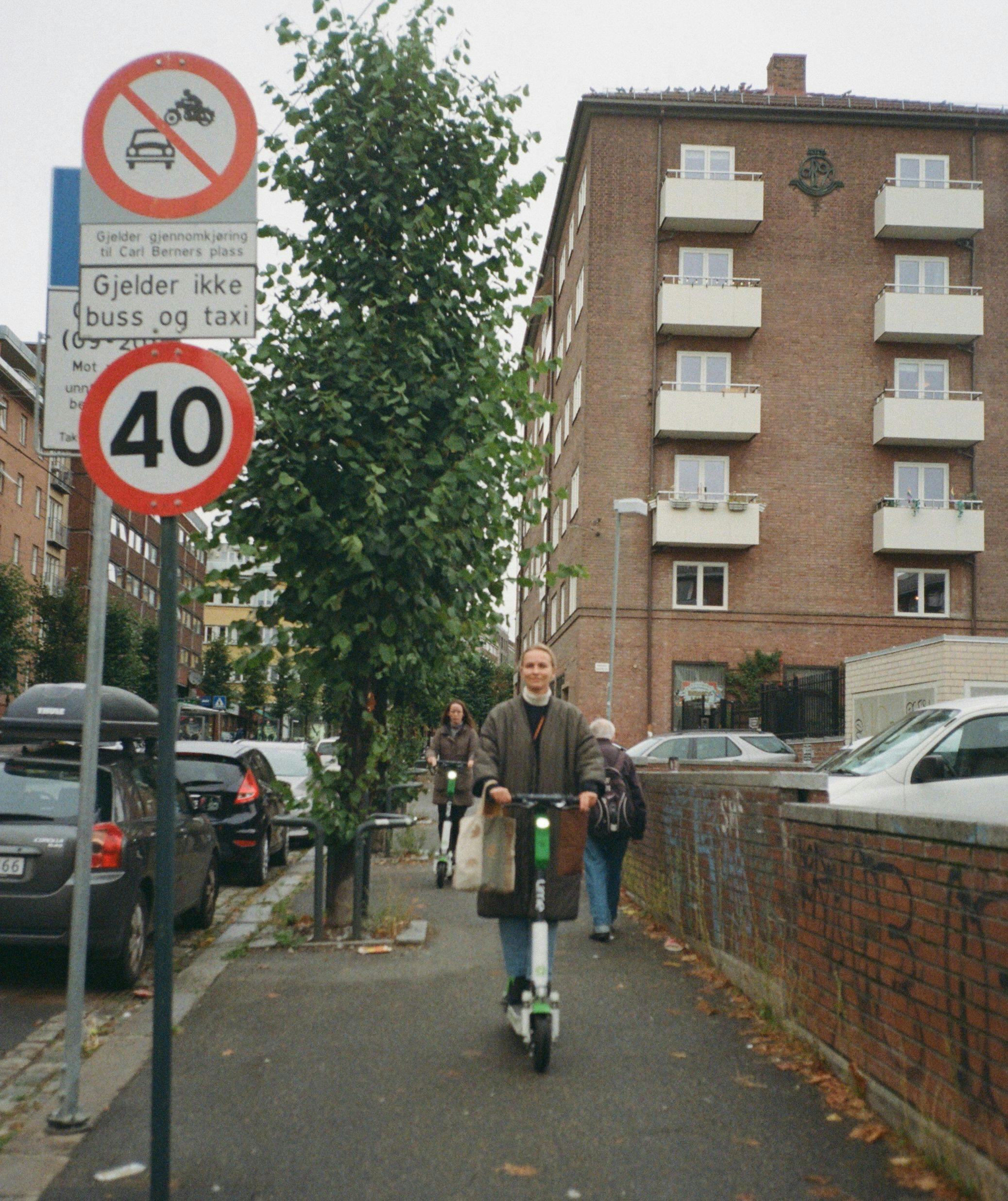 Woman riding an electric scooter