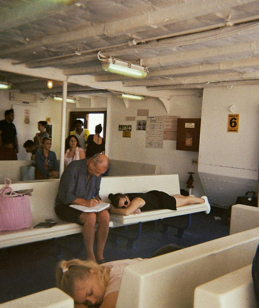 People asleep on a boat