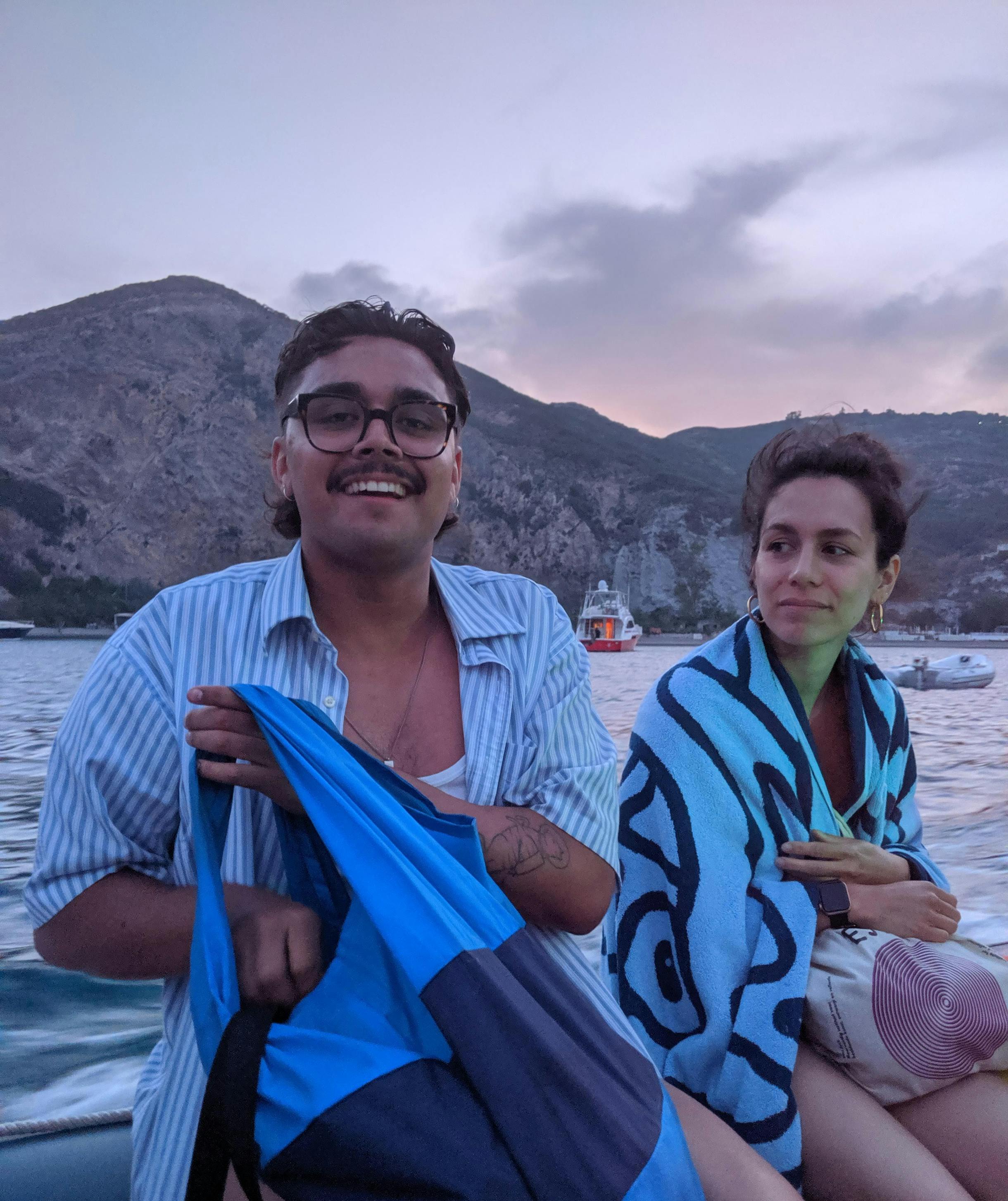 Smiling people on a boat